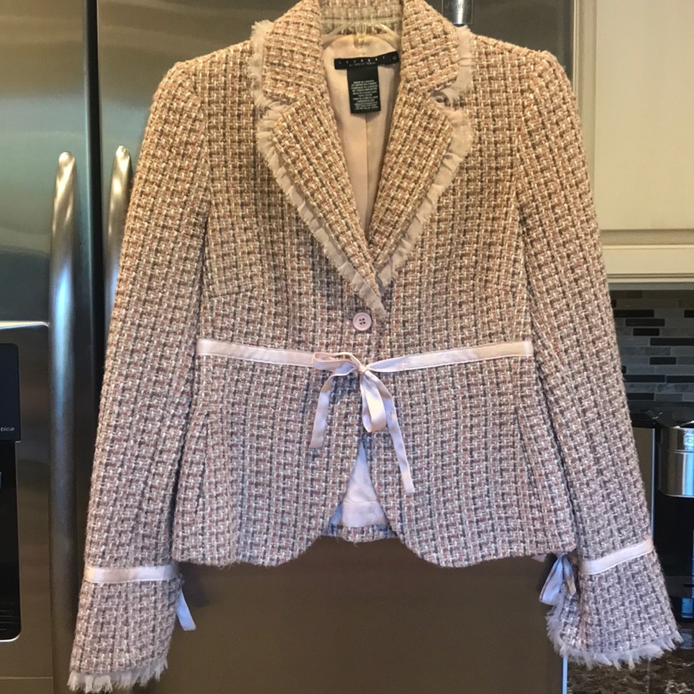 Laundry by Shelli Segal pink tweed blazer jacket